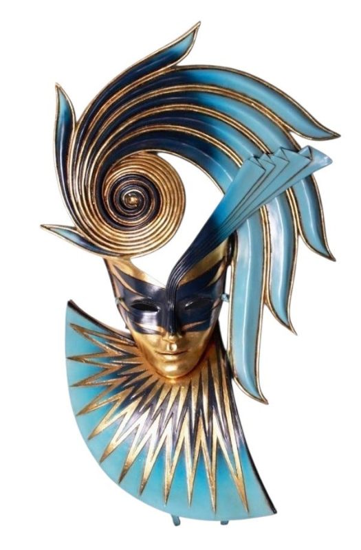 Fiorenza-mask i glasfiber 71 cm – exklusiv väggskulptur visningse