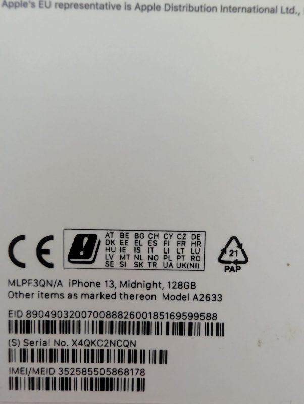 Apple iPhone 13 mobil 128 GB Midnight