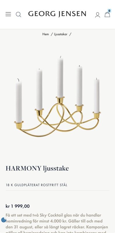 Georg Jensen Harmony ljusstake mässing